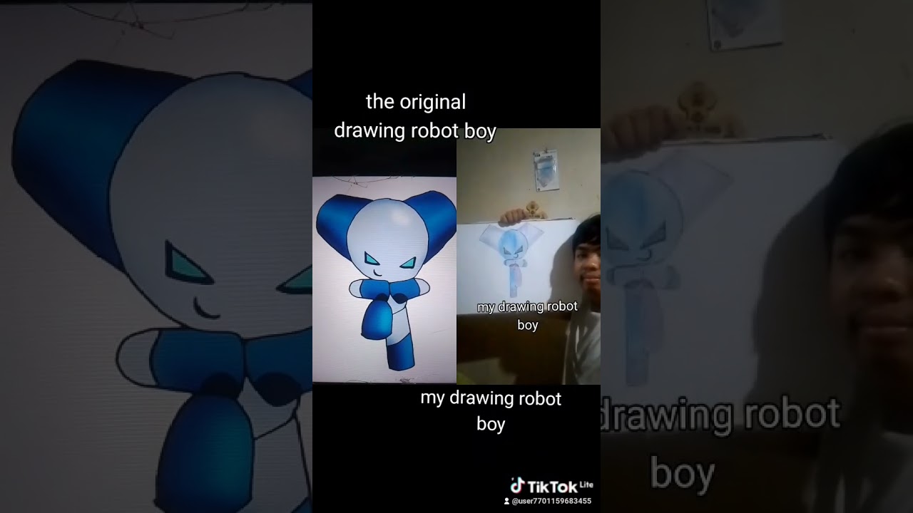 my drawing robot boy and the original drawing of robot boy