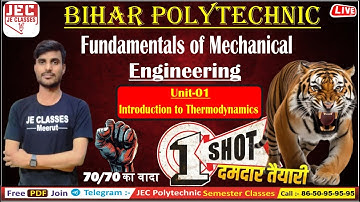 #01 Fundamentals of Mechanical Engineering SBTE Bihar Polytechnic ONE SHOT Video | JE CLASSES Meerut