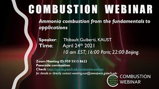 Ammonia combustion from the fundamentals to applications, Speaker: Thibault Guiberti