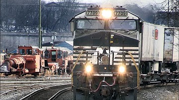 Norfolk Southern train 7709 GE ES-44DC leads NS 8028 GE ES-44AC Intermodal at Harrisburg, Pa.
