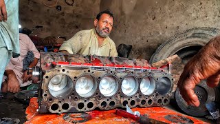 Rebuild Inline 6 Cylinder Diesel Engine of Bedford Dump Truck || Overhauling and Repairing Engine