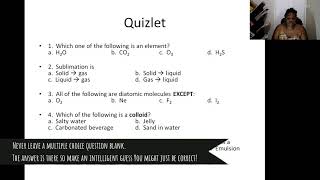 Chemistry Quizlet (States of Matter & Pure and Impure Substances)