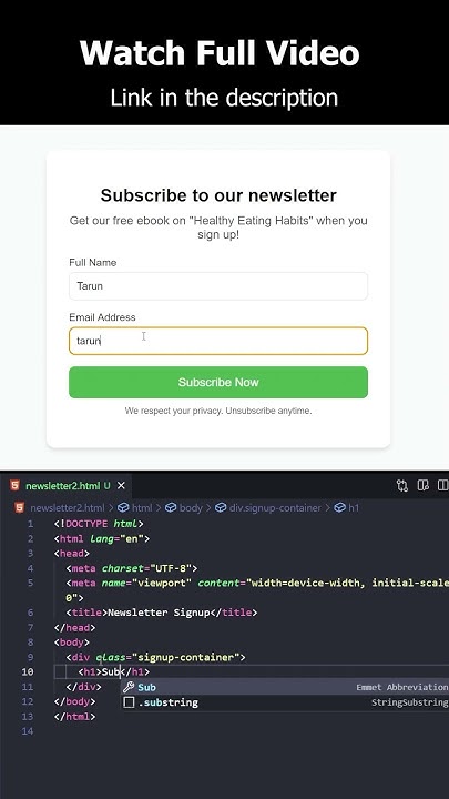 check out how to create the subscribe to newsletter design using html ...