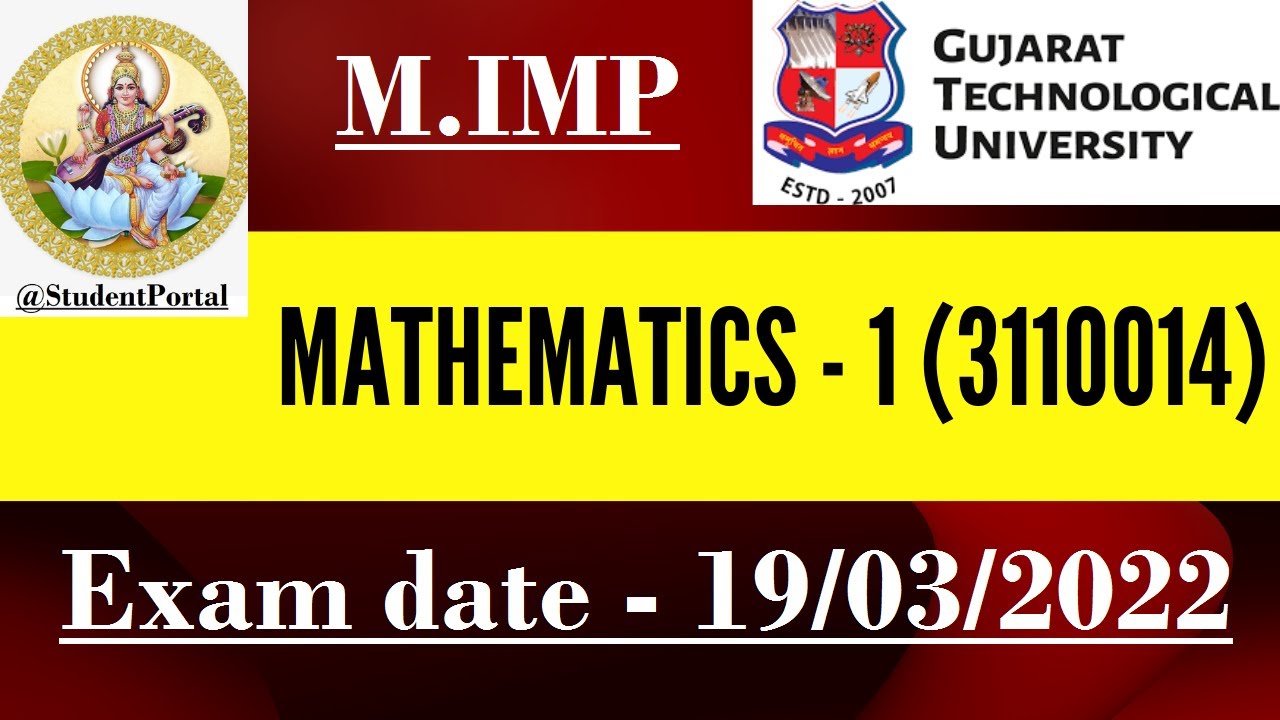 IMP Mathematics - 1 | 3110014 | GTU BE semester - 1 | Professor Vaibhav ...