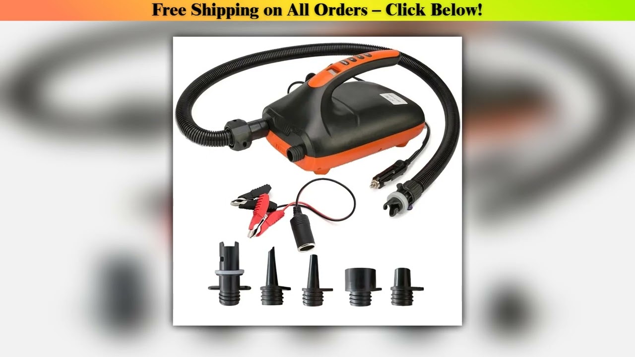 Dual Stage 12V Electric Air Pump 20PSI - for SUP, Inflatable Boats, Kayaks - Auto Stop & Digital
