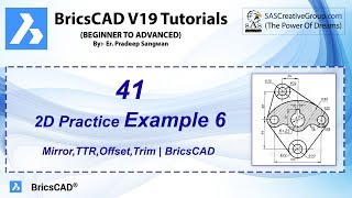 2D Practice Drawing BricsCAD V19 Tutorial 41 | Exercise 6 | Mirror, Offset, Trim, TTR | Hindi
