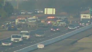 Traffic collision involving a big rig on I-80 near Davis is delaying traffic