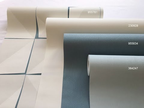 Однотонні зносисті обі 364247 пастальне світло блакитного кольору, винілові на флізеліновій основі, видео 3