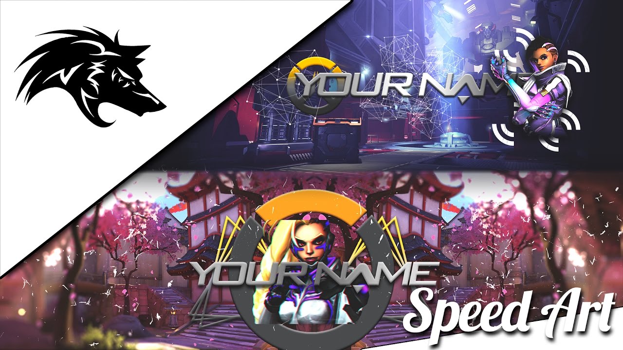 Free Sombra Overwatch Youtube Banner Template Speed Art Youtube