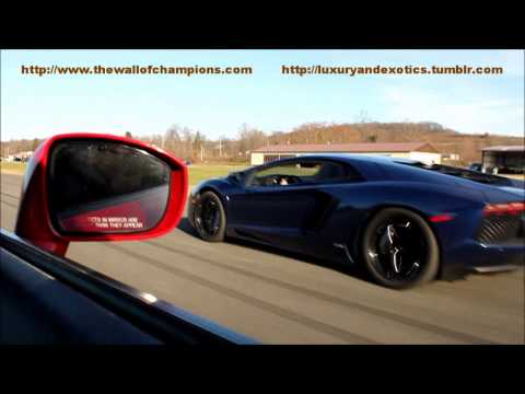 Modified Red Nissan GT-R Drag Race Against Blue Lamborghini Aventador