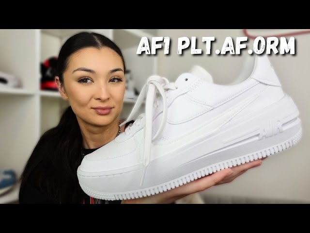 Nike AF1 PLT.AF.ORM trainers in grey and gold