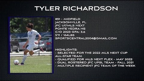 Tyler Richardson - c/o 2023 - JFC MLS NEXT U17 2022 Soccer Highlight Video