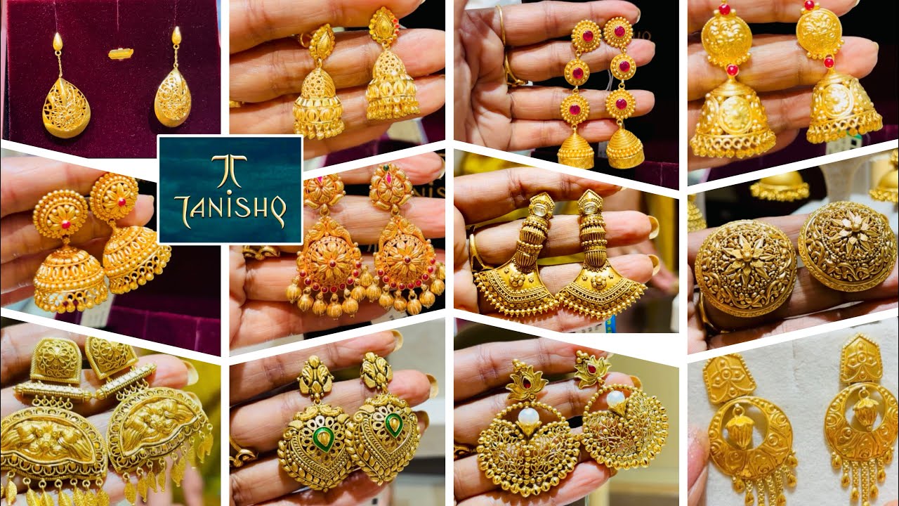 Tanishq traditional Party wear gold earrings designs with price |Tanishq Jhumka / Chandbali earring