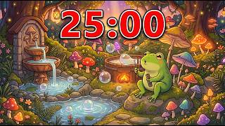 25 Minute Pomodoro Timer Cozy Frog Bubble Night in the Magic Forest 🐸✨