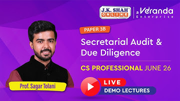 CS Professional JUNE 26 LIVE Demo Lectures ( Secretarial Audit & Due Diligence Paper 3B )