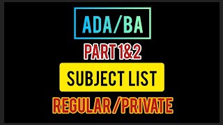 BA ADA part 1 &2 SUBJECTS LIST KARACHI UNIVERSITY