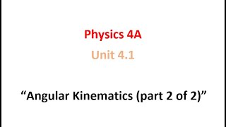 Angular Kinematics (part 2 of 2)