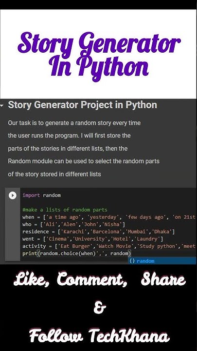 Story Generator Project In Python #pythoncode #pythonfordatascience # ...