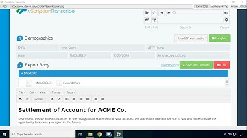 Using the Built In Text Editor of vScription Transcribe