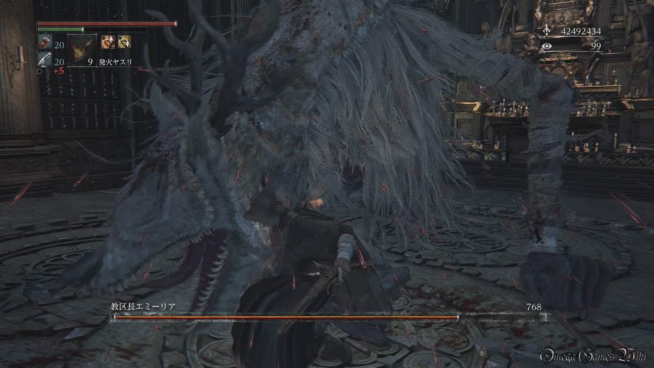 Bloodborne - NO DAMAGE BOSS戦 #4 教区長エミーリア （最強クラス血晶石装備 VS. NG+7 BOSS）