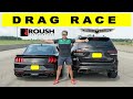 2021 Mustang Roush Stage 3 10 Speed vs Grand Cherokee Trackhawk, drag and roll race. Gap time...