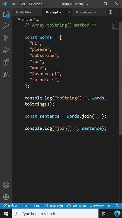 JavaScript Array toString() method - JavaScript Tutorial for Beginners ...