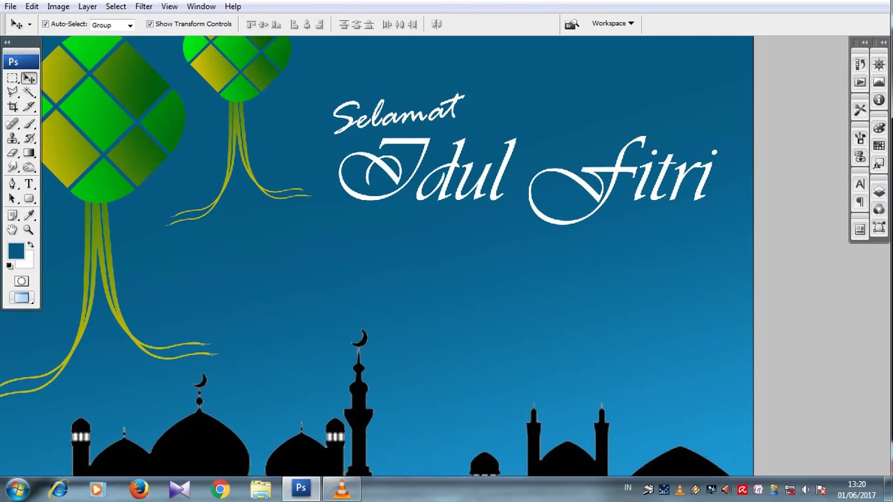 Spanduk ucapan hari raya _ adobe photoshop cs3 - YouTube