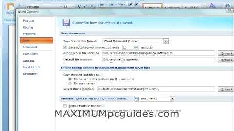 Change the Default Location Office 2007 Saves Files