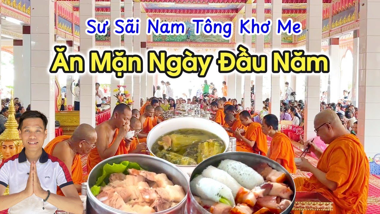 BỮA ĂN MẶN đầy đủ cá thịt trong ngày ĐẦU NĂM MỚI của các sư sãi Nam Tông Khơ Me | SaLa TV