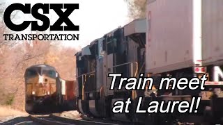 [720p] CSX Q034-19 MEETS CSX Q409-19 Near Laurel Station