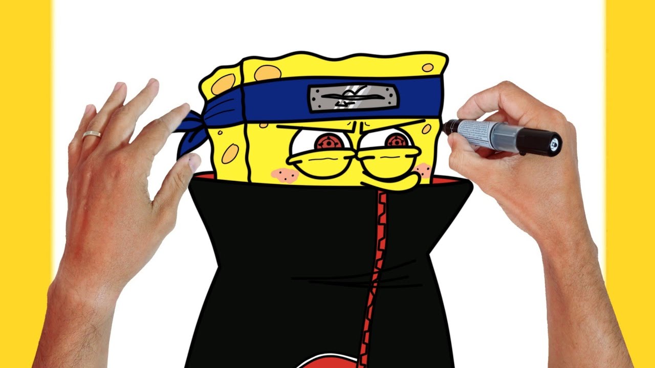 COMO DESENHAR o BOB ESPONJA da AKATSUKI passo a passo 