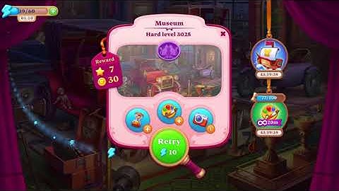 Manor Matters Level 3025 Museum in pair HD Hard | Failed in Boat, Handerchief, Tulips, Sword | lion