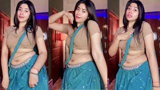 Low Waist Half Saree D Style With Blue And Brown Combination