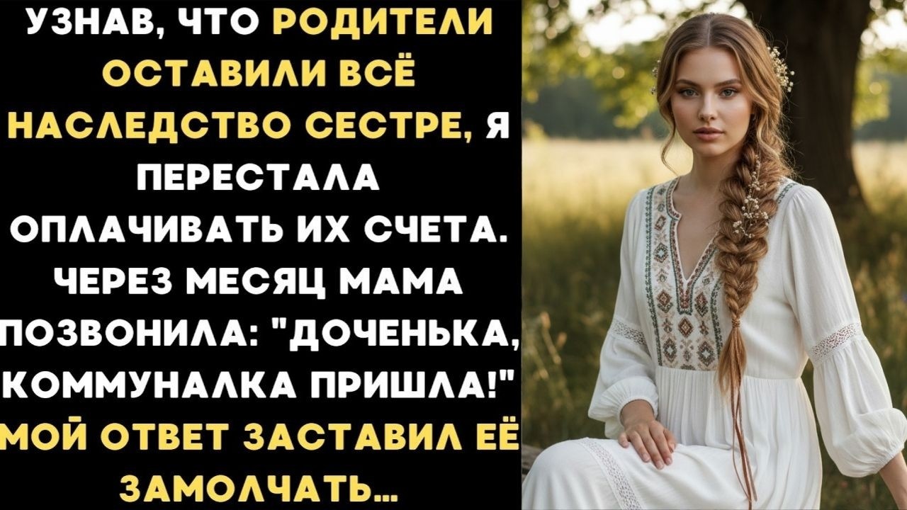 Родители оставили всё наследство сестре и я перестала им помогать. Через месяц мама позвонила, но я