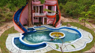 [Full Video]Build Up 3-Story Camping Villa With Water Slide Park & Swimming Pool, Pool Top Of Villa