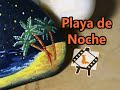 Pintura en piedra &quot;Playa de Noche&quot;