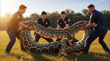 Brave Rescue Team Saves German Shepherd from Giant Snake’s Deadly Coils!