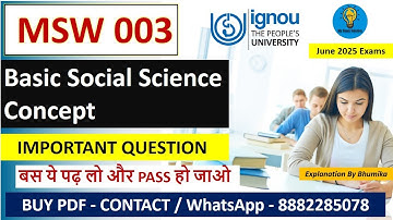 IGNOU MSW-003 | Basic Social Science Concept | Important Questions, Exam Guide & Study Material
