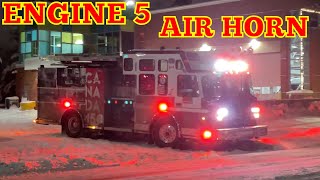 **AIR HORN/RADIO** Calgary Engine 5 Responding To A Carbon Monoxide Alarm Call Downtown HOT | CFD