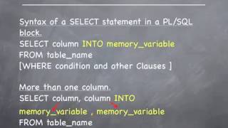 PL SQL Tutorial SELECT statements in PL SQL blocks Theory) part 7