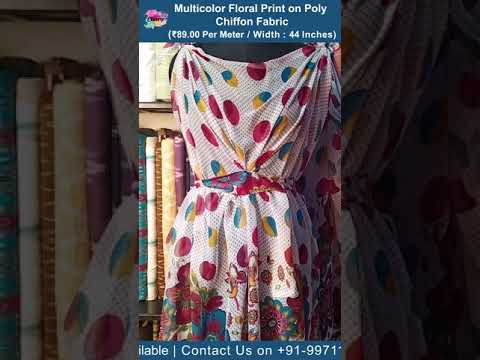 Draping Video : Multicolor Floral Print on Poly Chiffon Dress Material Fabric