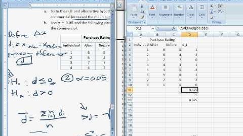 Hypothesis testing (matched samples mean population difference) practice problem