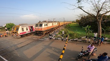 Mini Drone View : Furious Train Crossing : Medha Emu Meeting Malda Intercity Express At Railgate