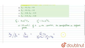 Liquids A and B form an ideal solution in the entire composition range. At 350K, the vapour pres...