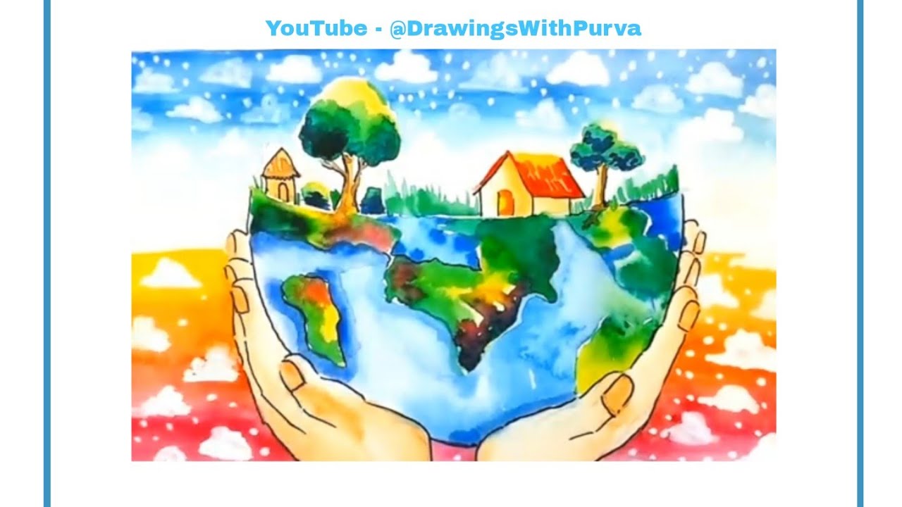 Painting save environment to save nature easy for drawing competition 