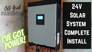 24V 2000 Watt Solar System Complete Install | Hybrid Solar Inverter/Charger  | Off Grid Cabin