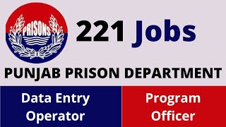 Data Entry Operator & Program Officer Jobs in  Punjab Prison Department
