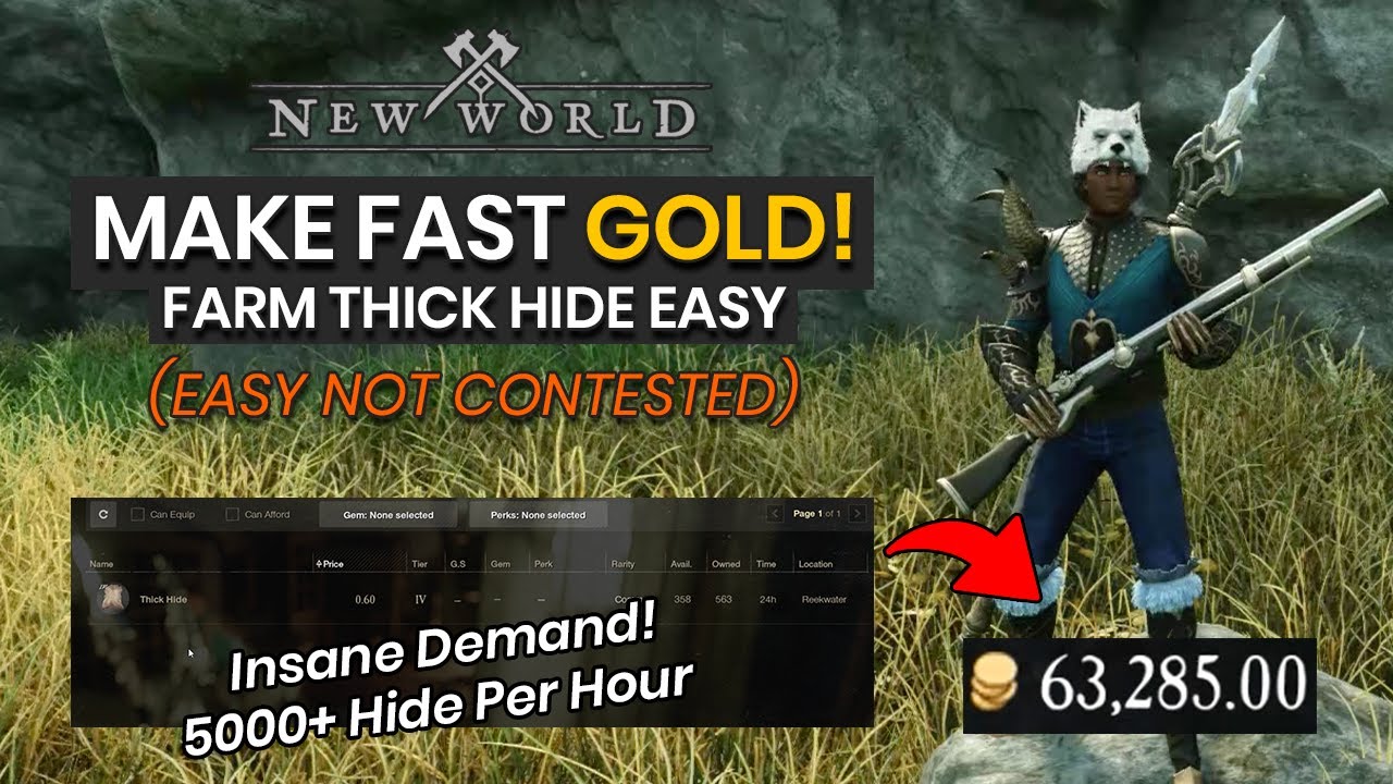 Best Place To Farm Thick Hide & Make Easy Gold In New World! (Farming Guide) YouTube