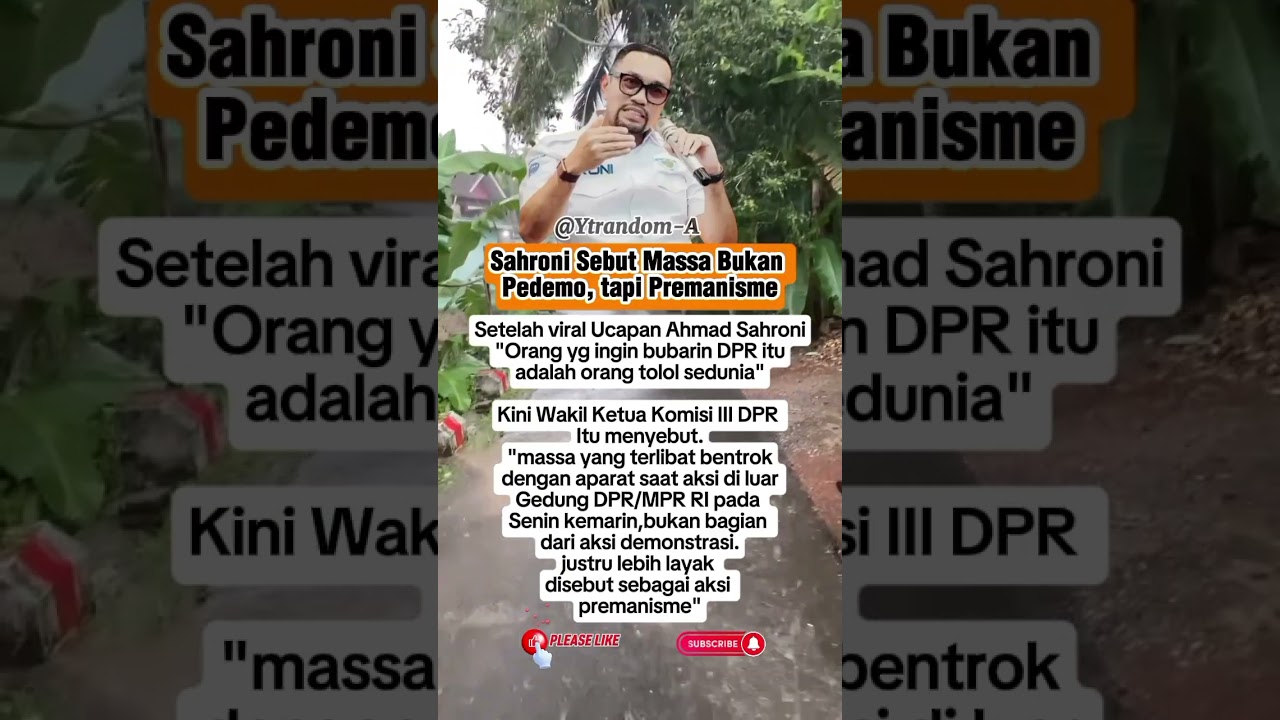 VIRAL !! Sahroni Sebut Massa Bukan Pedemo, tapi Premanisme. 