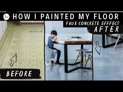 DIY Painted Floor | IDEA | Laminate Floor Painted to LOOK like Polished CONCRETE | Industrial decor